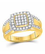 10kt Yellow Gold Womens Round Diamond Square Cluster Ring 1 Cttw - £927.26 GBP