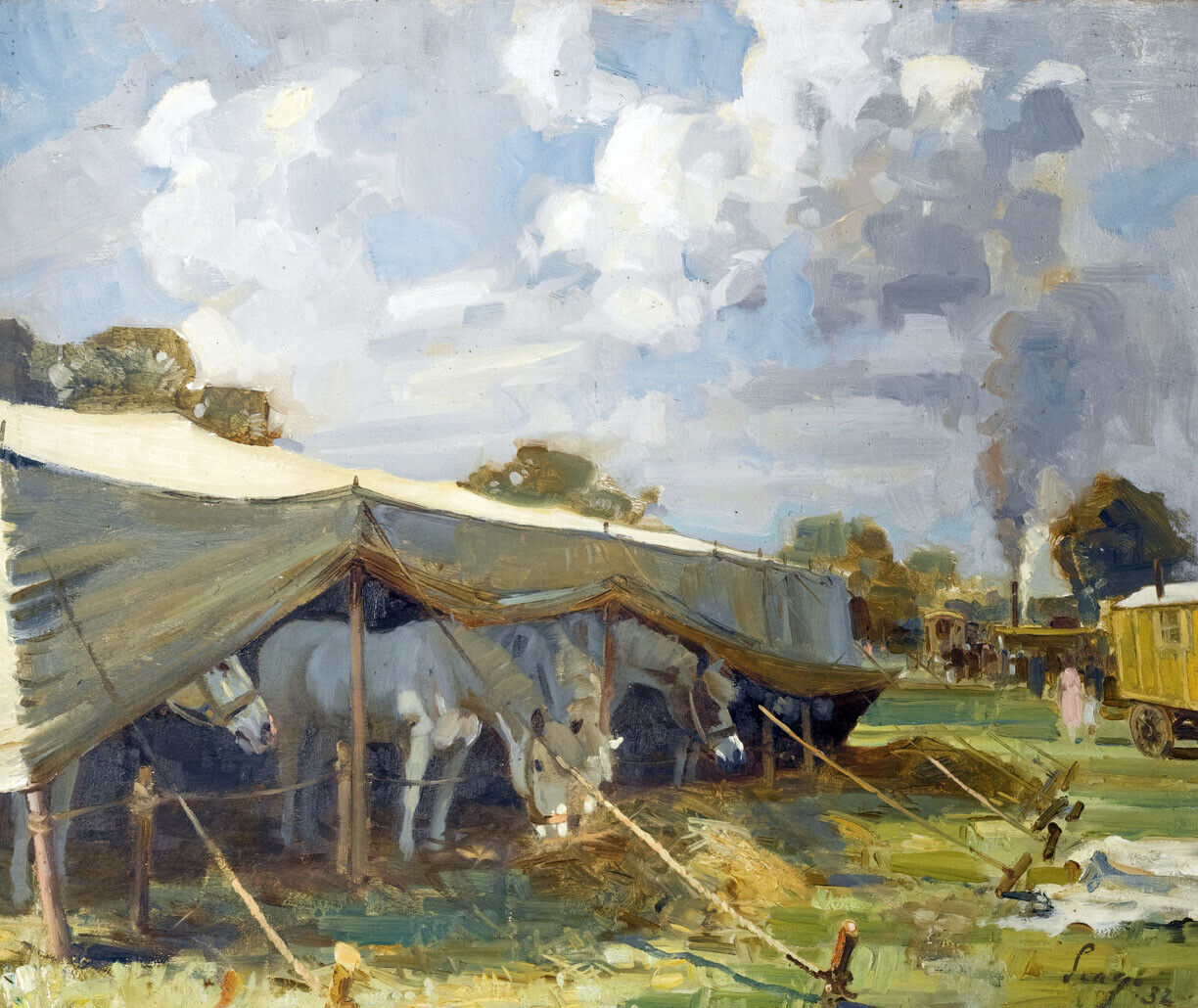 Framed Canvas Art Print Painting Edward Brian Seago The Horse Tent  24 X 18 Inches