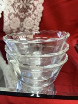 Set of 3 VTG Anchor Hocking Fire King 6oz Clear Scalloped Custard Cups - $7.92