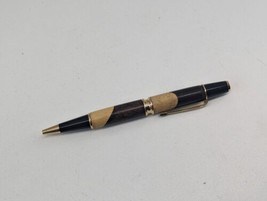 Hand Turned Twist Pen Black And Gold Walnut Maple Blend - £18.14 GBP