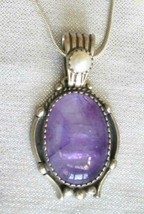 Elegant Ancient Style Amethyst &amp; Cultured Pearl Sterling Silver Pendant Necklace - £26.60 GBP