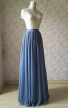 NAVY BLUE High Waisted Tulle Maxi Skirt Plus Size Bridesmaid Floor Length Skirt image 11
