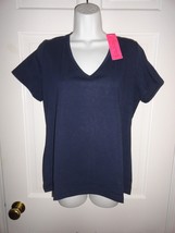 NWT LILLY PULITZER TRUE NAVY HALEE V-NECK TOP XXL - $68.56 CAD