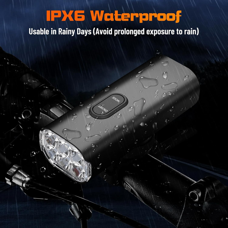 6 LED Bright Bike Light, 2000 Lumen Lightweight Bike Front Light, 4800Mah USB Re Item image 4