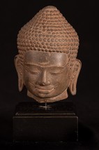 Antique Phnom Da Style Sandstone Vishnu Head - Protector &amp; Preserver - 23cm/9&quot; - £588.03 GBP