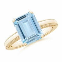 Authenticity Guarantee 
ANGARA Emerald-Cut Aquamarine Solitaire Ring with Mil... - £911.11 GBP