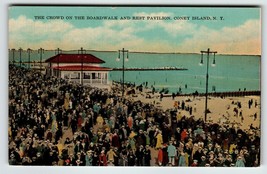 Boadwalk &amp; Rest Pavillion Coney Island New York Postcard Amusement Park Unposted - $18.90