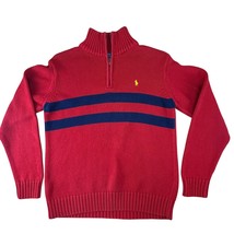 Vintage 90s Polo Ralph Lauren Blue Label Boys 1/4 Zip Red Sweater Size M... - $24.74