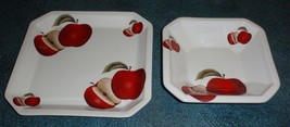 Set of 2 Ceramica Due Torri Octagon Apple Bowl &amp; Platter Made In Italy - RARE! - £26.69 GBP