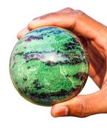 Small 80MM Green Ruby Zoisite Crystal Quartz Healing Energy Stone Sphere... - $142.21