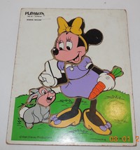 Vintage Playskool Disney Minnie Mouse Frame Tray wooden Board Puzzle RARE 190-16 - £26.92 GBP