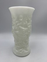 Old Vintage E.O Brody Opaque Milk White Glass Vase w Textured Finish Pattern MCM - £14.50 GBP