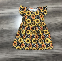 NEW Boutique Sunflower Leopard Print Girls Sleeveless Dress - £8.77 GBP
