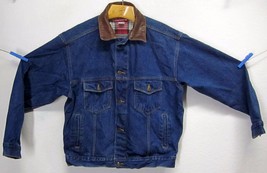 Marlboro Country Store Men&#39;s (M) Indigo Blue J EAN Jacket Metal Button Leather - £34.95 GBP