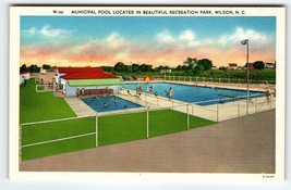 Municipal Pool Recreation Park Wilson North Carolina Linen Postcard Unused NC - £10.06 GBP
