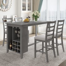 5-Piece Multi-Functional Rubber Wood Counter Height Dining Set With 4 Padded Cha - $849.99