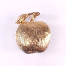 ✅ Vintage Jewelry Brooch Pin Apple Gold Plate Tone Mid Century Modern MCM - £5.81 GBP