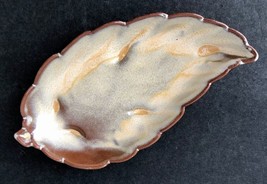 Lovely Vintage Yellow &amp; Brown FRANKOMA Pottery Leaf Bowl Dish #225 - $14.20