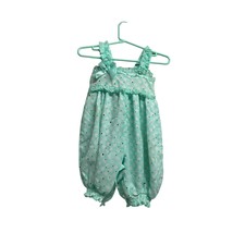 Bonnie Baby Infant Baby Girls 12 months Green Romper 1 pc bodysuit short... - $12.86