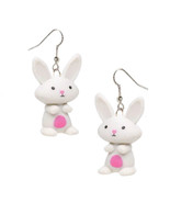 Cute Retro 3D White Easter BUNNY EARRINGS Rabbit Toy Mini Figure Novelty... - $92.56 MXN