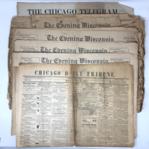 6 Antique Newspapers- Evening Wisconsin, Chicago Telegram, Chicago Daily Tribune - £64.74 GBP