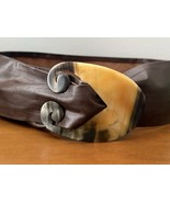 VTG Jerry Moss Brown Leather w/ Horn Style Buckle Cinch Belt Women’s Med... - $1,361.61 MXN