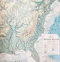 1916 United States Of America Map Fold Out Physical Elevation Topography... - $368.75 MXN