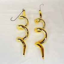 2 Vintage Spiral Corkscrew Gold Mercury Glass Ornament Christmas Tree Decor 7.5&quot; - £14.78 GBP