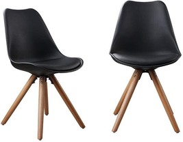 2 Set of Mid Century Modern DSW Dining Chairs Armless Side Wood Leg Soft padded - £151.68 GBP