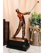 Pro Golfer Swinging Golf Club Bronze Electroplated Statue With Trophy Ba... - $1,368.73 MXN