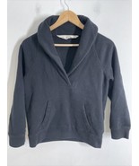 J. Crew S Black Shawl Collar 3/4 Sleeve Pullover Sweatshirt Top Pocket 8... - $24.70