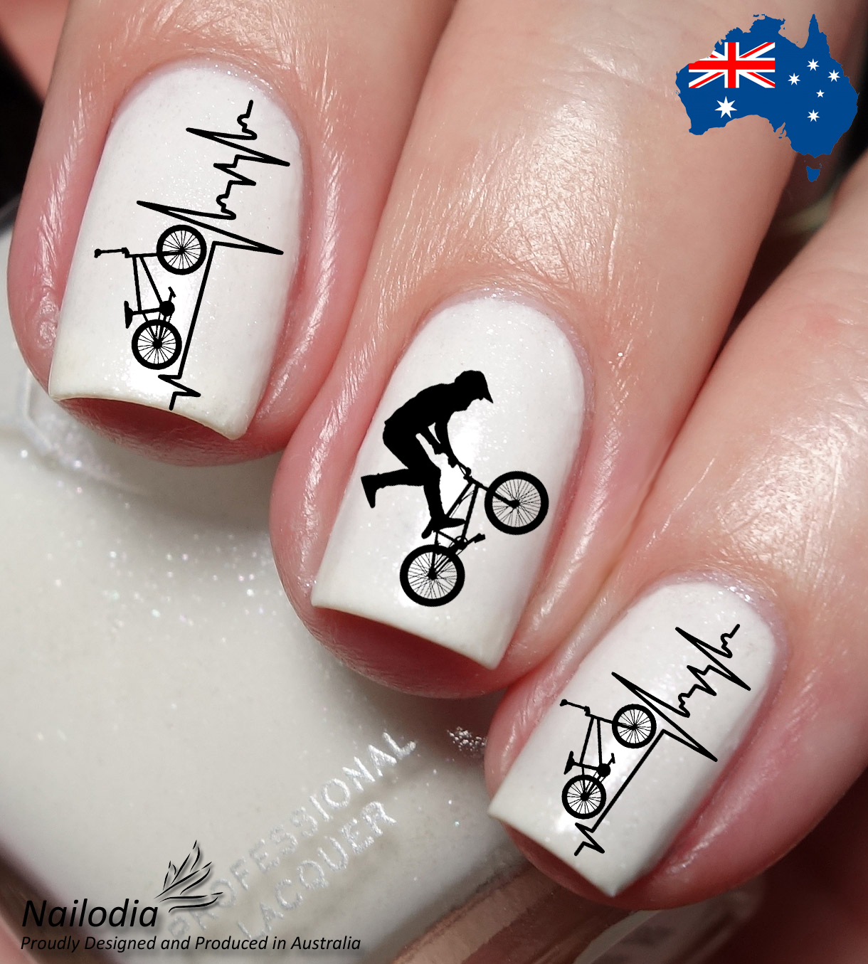 BMX Racing Bicycle Bike Nail Art Decal Sticker Water Transfer Slider