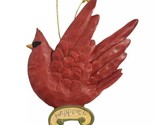 KSA Kurt S. Adler Vtg Red Cardinal Happiness Carved Wood Look Resin Orna... - $17.81