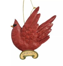 KSA Kurt S. Adler Vtg Red Cardinal Happiness Carved Wood Look Resin Ornament HTF - £14.23 GBP
