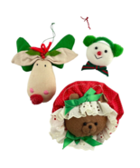 Fabric Christmas Ornaments Handmade Bear Moose Snowman - £11.45 GBP