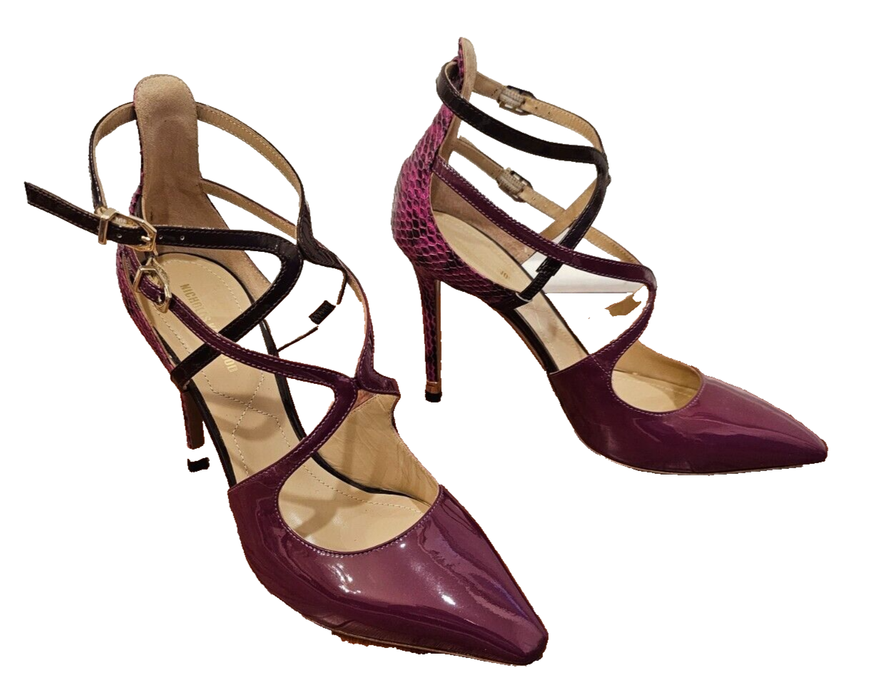 NICHOLAS KIRKWOOD Raspberry Patent Leather &amp; Lizard Strappy Sandal - Siz... - $207.99