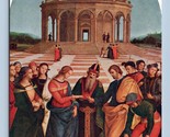 Matrimonio Di Il Vergine Pittura Da Pietro Perugino Unp DB Cartolina L15 - $10.20