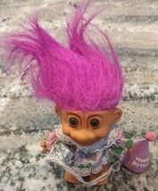 Russ berrie Happy Birthday Vintage 80s/90s Troll Purple Hair Rare - $14.95