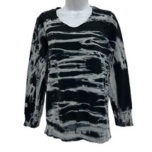 Gray by Saks Fifth Avenue Womens XS Long Sleeve Shirt Top Black Gray Tie Dye - £24.33 GBP