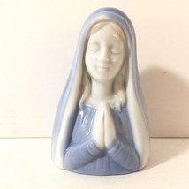 Virgin Mary Madonna Praying Bell Soft Blue and White 3.5 Inches Porcelain - $24.73