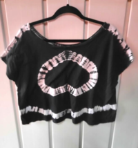 Black &amp; White Tie Dye Reversible Crop Tee Top One Size Fits Most - £14.01 GBP