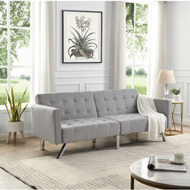 Sofa Bed Convertible Folding Light Grey Lounge Couch - Light Grey - £238.63 GBP