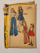 1974 Vintage MCCALL&#39;S Carefree 3946 Childs&#39; Girls&#39; Blouse Vest Skirt Pants Sz 8 - £10.32 GBP