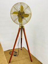 Vintage Style Brass Antique Tripod Fan With Stand Nautical Floor Fan Hom... - $237.07