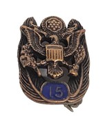 Vintage U.S. Army Bronze 15 Year Service Pin National Guard Eagle Lapel Pin - $14.09