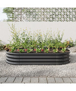 Raised Garden Bed Outdoor, Oval Large Metal Raised Planter Bed - Black - £58.90 GBP