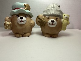 Vintage Christmas Teddy Bears “Santa’s Helpers” Figurines Hand Painted Porcelain - £11.80 GBP