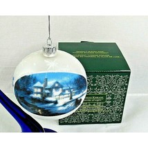 Thomas Kinkade Glass Christmas 4&quot; Ornament Moonlight Sleigh Ride 2004 - £12.56 GBP
