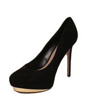 Aldo Women&#39;s Black Suede Gold design Shoes Heel Size US 7.5 - $139.89