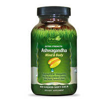 Irwin Naturals Extra Strength Ashwagandha Mind &amp; Body, 60 Liquid Softgels - £20.92 GBP